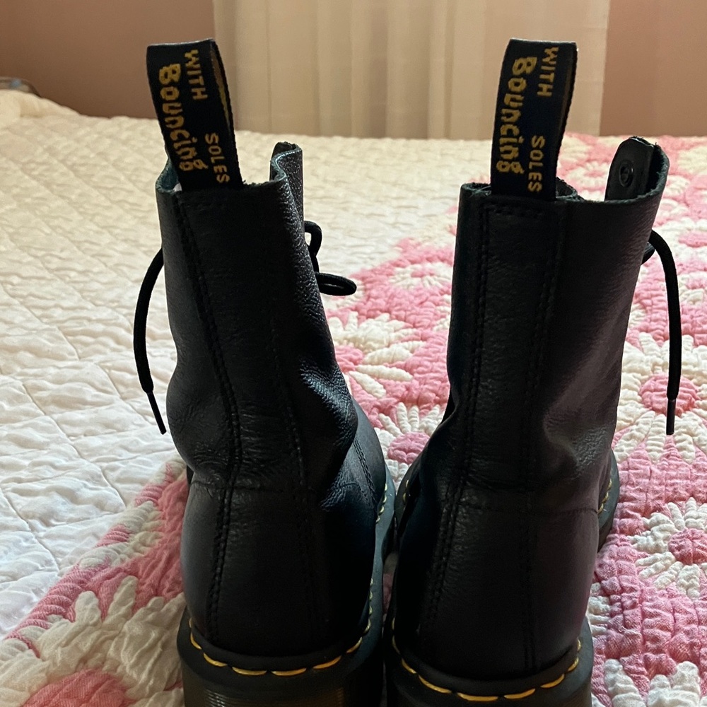 Dr. Martens Black Leather Boots with Yellow Stitching - Picture 5 of 5